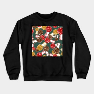 Fall Amanitas on Dark Teal Crewneck Sweatshirt